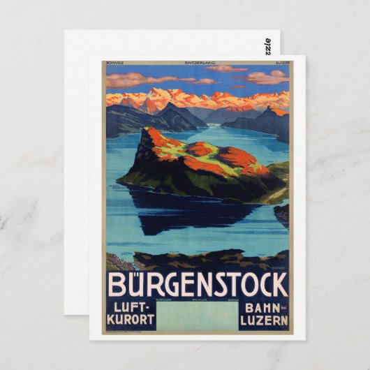 Zwitserland Poster Vintage-reisreis teruggezet Briefkaart (Voorkant / Achterkant)