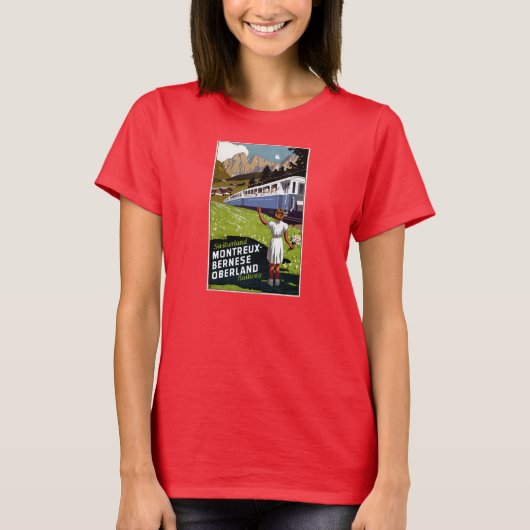Zwitserland Poster Vintage-reisreis teruggezet T-shirt (Voorkant)