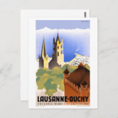 Zwitserland Poster voor reizen tussen Lausanne Ouc Briefkaart (Voorkant / Achterkant)
