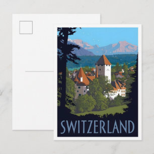 Zwitserland Reis in oude stijl Briefkaart