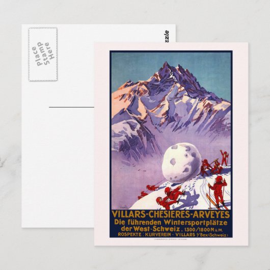  Zwitserland Reis Ski Briefkaart (Voorkant / Achterkant)