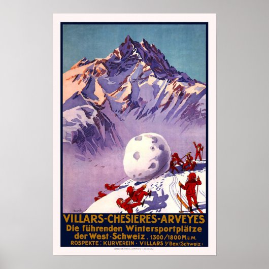  Zwitserland Reis Ski Poster (Voorkant)