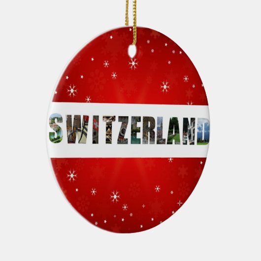 Zwitserland Reisfoto's Snowflake Kerstmis Keramisch Ornament (Rechts)