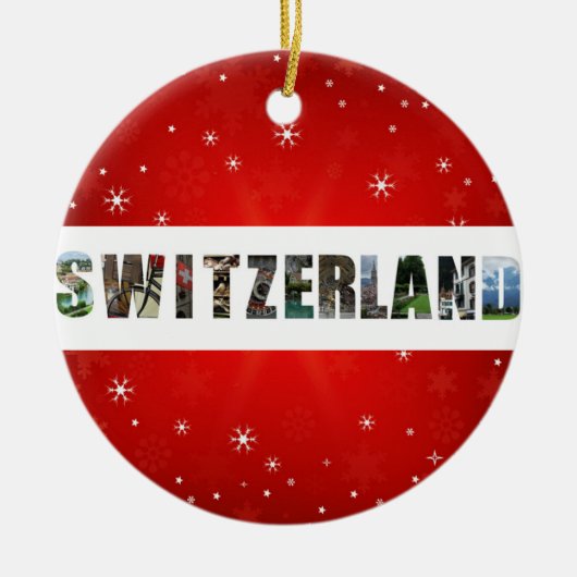 Zwitserland Reisfoto's Snowflake Kerstmis Keramisch Ornament (Voorkant)