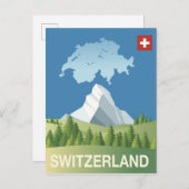 Zwitserland Reisposter Briefkaart (Voorkant / Achterkant)