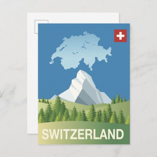 Zwitserland Reisposter Briefkaart (Voorkant / Achterkant)