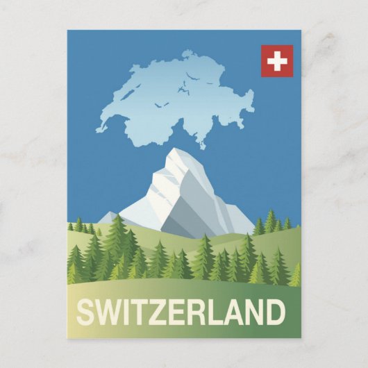 Zwitserland Reisposter Briefkaart (Voorkant)