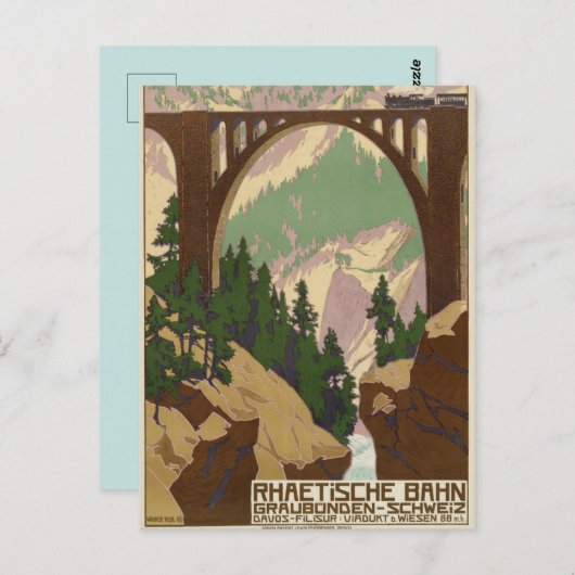 Zwitserland Reisposter Briefkaart (Voorkant / Achterkant)