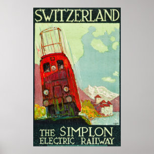 Zwitserland Reisposter, elektrische spoorweg Poster
