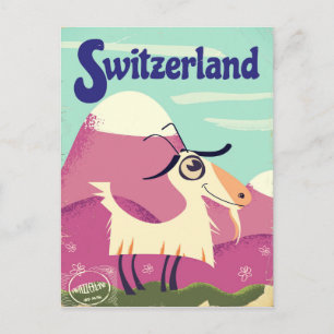 Zwitserland Reisposter in vintage stijl Briefkaart