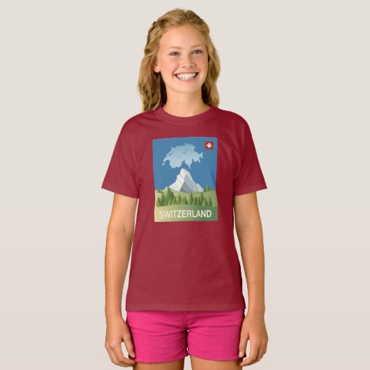 Zwitserland Reisposter T-shirt (Voorkant volledig)