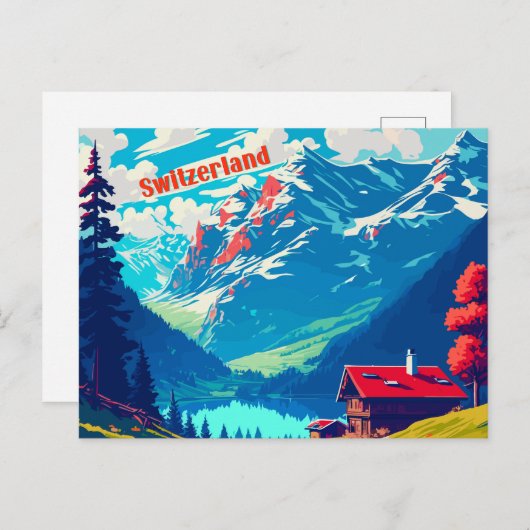 Zwitserland Retro Alpine Chalet Travel Briefkaart (Voorkant / Achterkant)