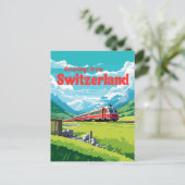 Zwitserland Retro Bergtrein Reizen Briefkaart (Staand voorkant)