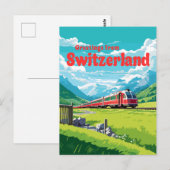 Zwitserland Retro Bergtrein Reizen Briefkaart (Voorkant / Achterkant)