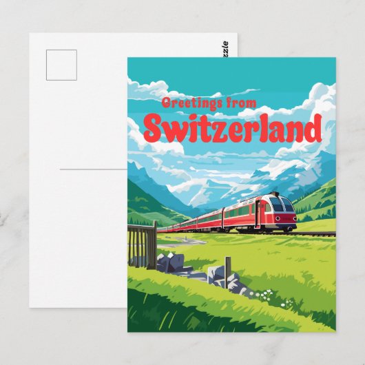 Zwitserland Retro Bergtrein Reizen Briefkaart (Voorkant / Achterkant)