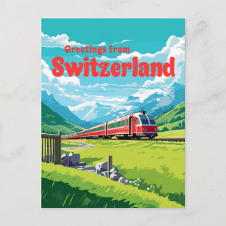 Zwitserland Retro Bergtrein Reizen Briefkaart