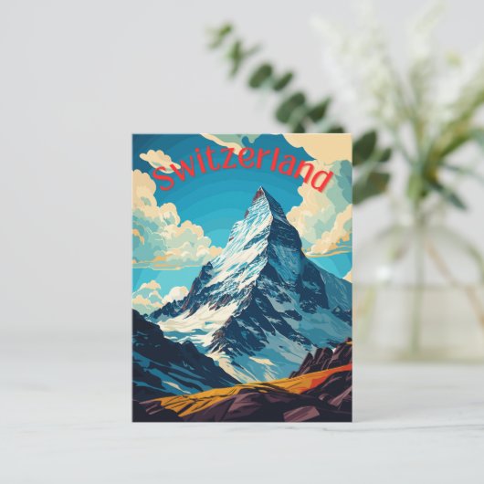 Zwitserland Retro Matterhorn Berg Briefkaart (Staand voorkant)