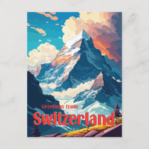 Zwitserland Retro Matterhorn Travel Briefkaart