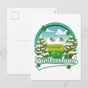 Zwitserland retro reislogo feestdagenkaart