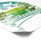 Zwitserland retro reislogo foto afdruk (Hoek)