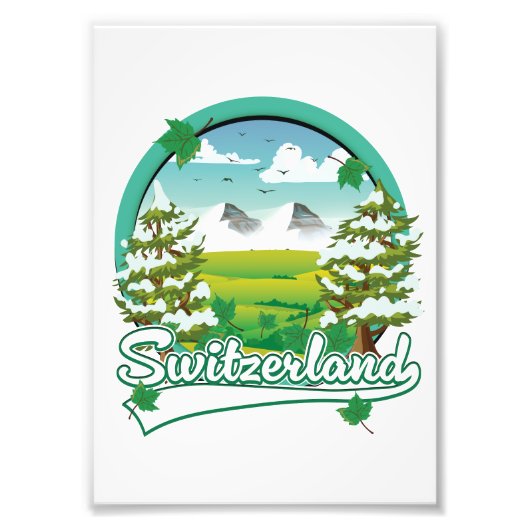 Zwitserland retro reislogo foto afdruk (Voorkant)