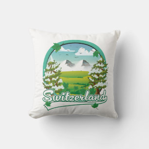 Zwitserland retro reislogo kussen