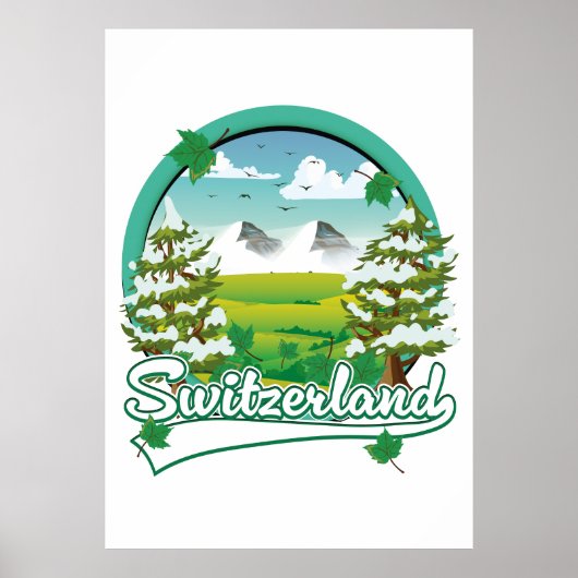 Zwitserland retro reislogo poster (Voorkant)