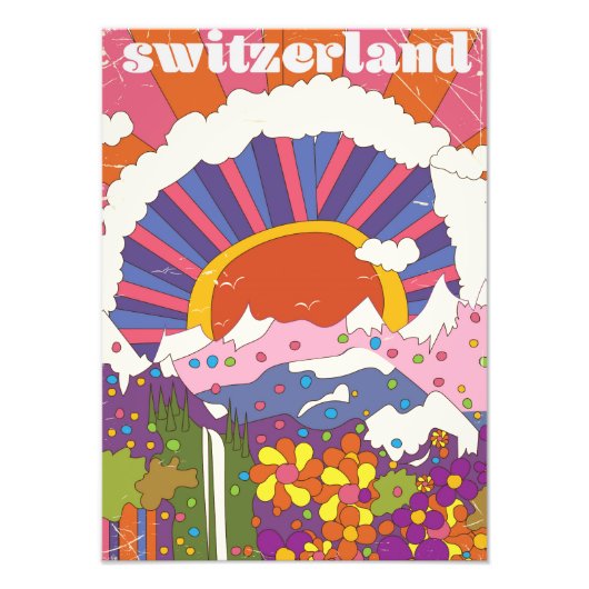 Zwitserland Retro-reisposter Foto Afdruk (Voorkant)