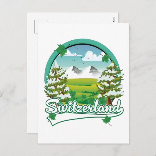 Zwitserland retro reizen logo feestdagenkaart (Voorkant / Achterkant)