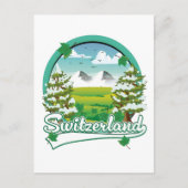Zwitserland retro reizen logo feestdagenkaart (Voorkant)
