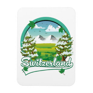 Zwitserland retro reizen logo magneet
