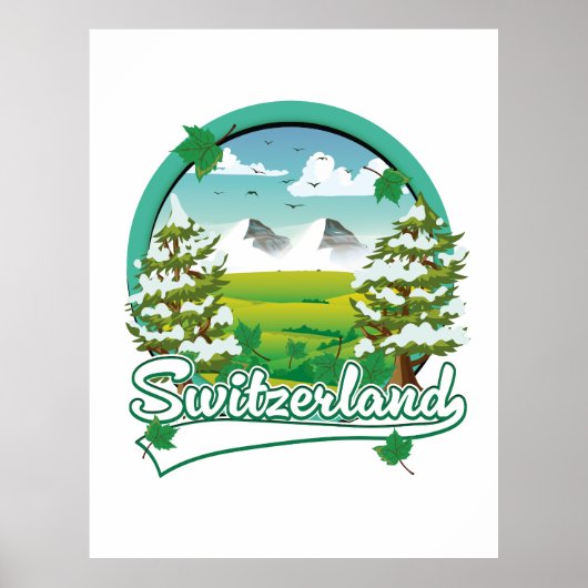 Zwitserland retro reizen logo poster (Voorkant)