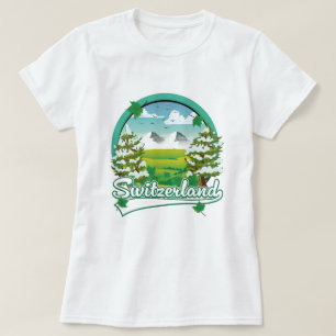 Zwitserland retro reizen logo t-shirt