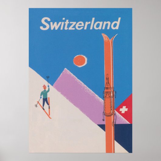 Zwitserland Retro  Ski Poster (Voorkant)