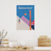 Zwitserland Retro  Ski Poster (Keuken)