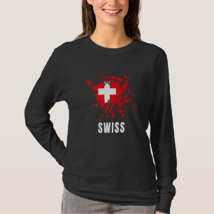 Zwitserland Retro Vintage Waterverf Sport Zwitsers T-shirt