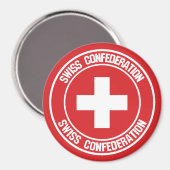 Zwitserland Round Emblem Magneet (Voorkant / Achterkant)