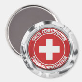 Zwitserland Round Emblem Magneet (Voorkant / Achterkant)