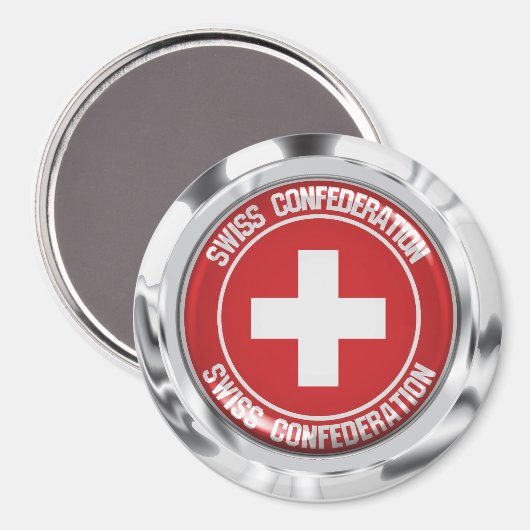 Zwitserland Round Emblem Magneet (Voorkant / Achterkant)