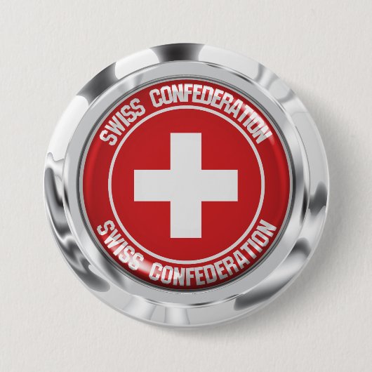 Zwitserland Round Emblem Ronde Button 7,6 Cm (Voorkant)