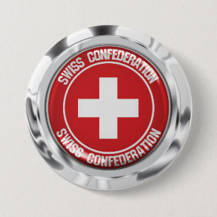 Zwitserland Round Emblem Ronde Button 7,6 Cm