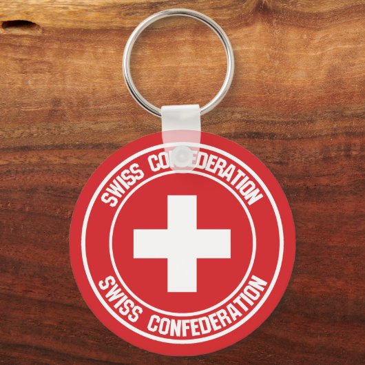 Zwitserland Round Emblem Sleutelhanger (Voorkant)