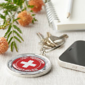 Zwitserland Round Emblem Sleutelhanger (Zijkant)