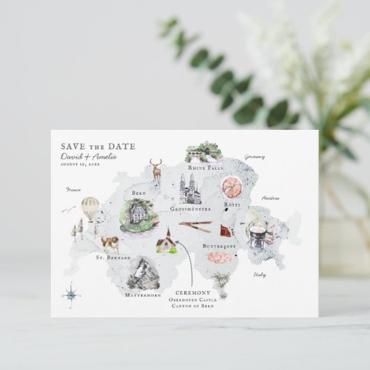 Zwitserland | Routekaart bestemming bruiloft (Staand voorkant)
