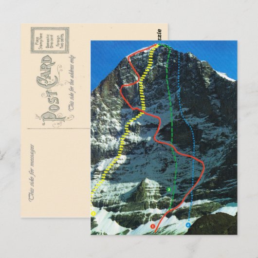 Zwitserland Routes in de Eiger Briefkaart (Voorkant / Achterkant)
