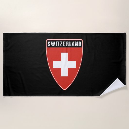 Zwitserland Schild Strandlaken (Voorkant)