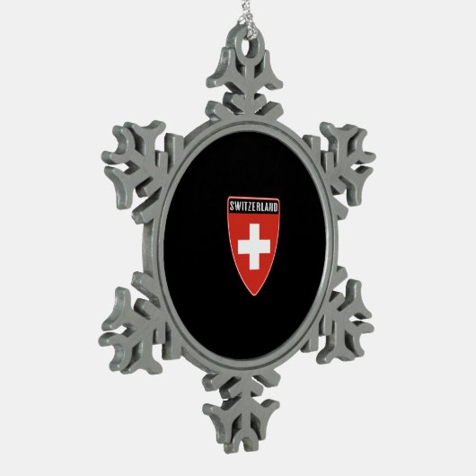 Zwitserland Shield Tin Sneeuwvlok Ornament (Links)