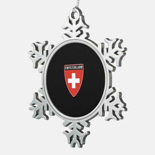 Zwitserland Shield Tin Sneeuwvlok Ornament (Rechts)