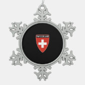 Zwitserland Shield Tin Sneeuwvlok Ornament (Voorkant)