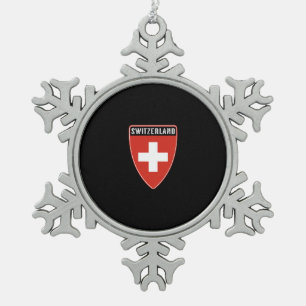 Zwitserland Shield Tin Sneeuwvlok Ornament